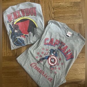 Two Marvel shirts - Captain America and Black Widow size small